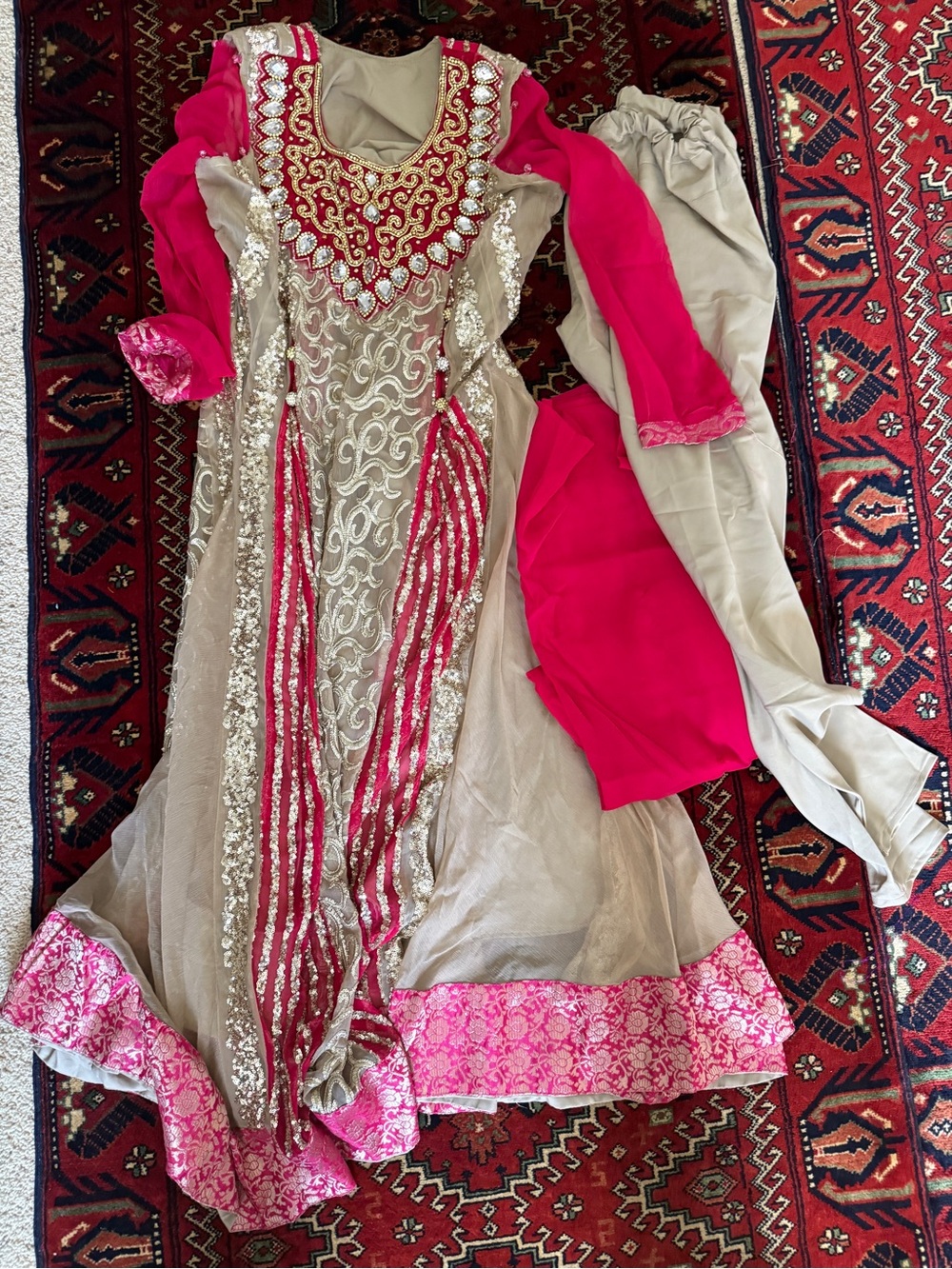 Pink Beige Indian Anarkali Dress